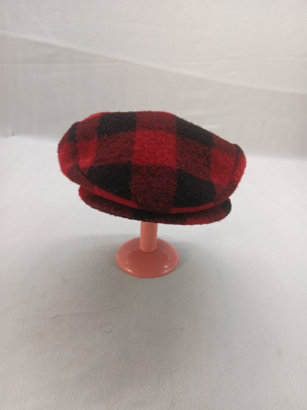 Vintage Wool Buffalo Plaid Flat  Cap Men's Large Made in USA Union Ivy Hat 22" C